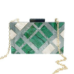 Moda acrílico bolsa de embreagem multicolorido xadrez retalhos saco de noite luxo corrente ombro crossbody sacos novidade carteira bolsas