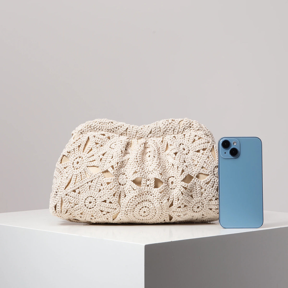 Bolsa de mão de tecido oco estampado, bolsa simples e versátil, bolsa de praia boêmia, carteira de palha casual de férias, bolsa elegante para festa à noite (las padrões são aleatórios)