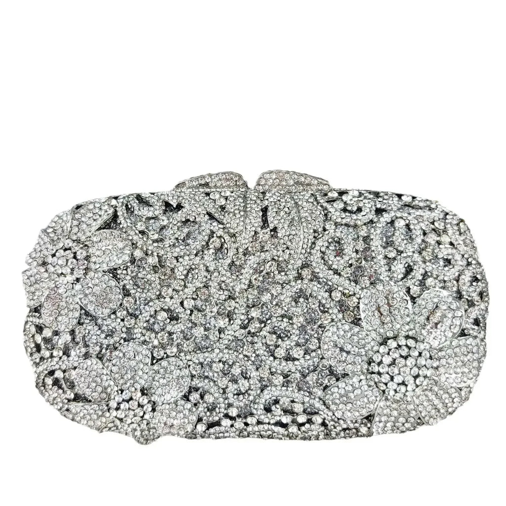 Boutique de fgg champanhe feminino flor bolsa de noite saco nupcial casamento strass bolsas festa jantar formal saco embreagem