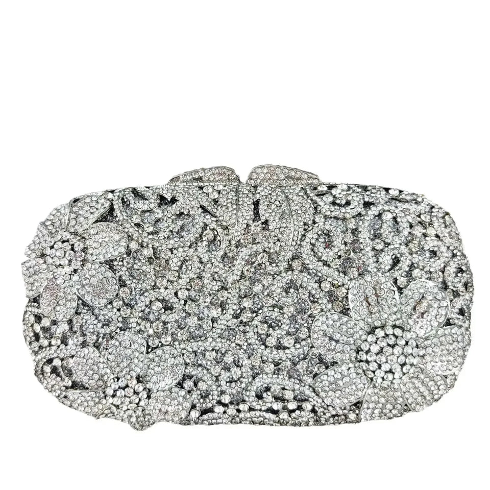 Boutique de fgg champanhe feminino flor bolsa de noite saco nupcial casamento strass bolsas festa jantar formal saco embreagem