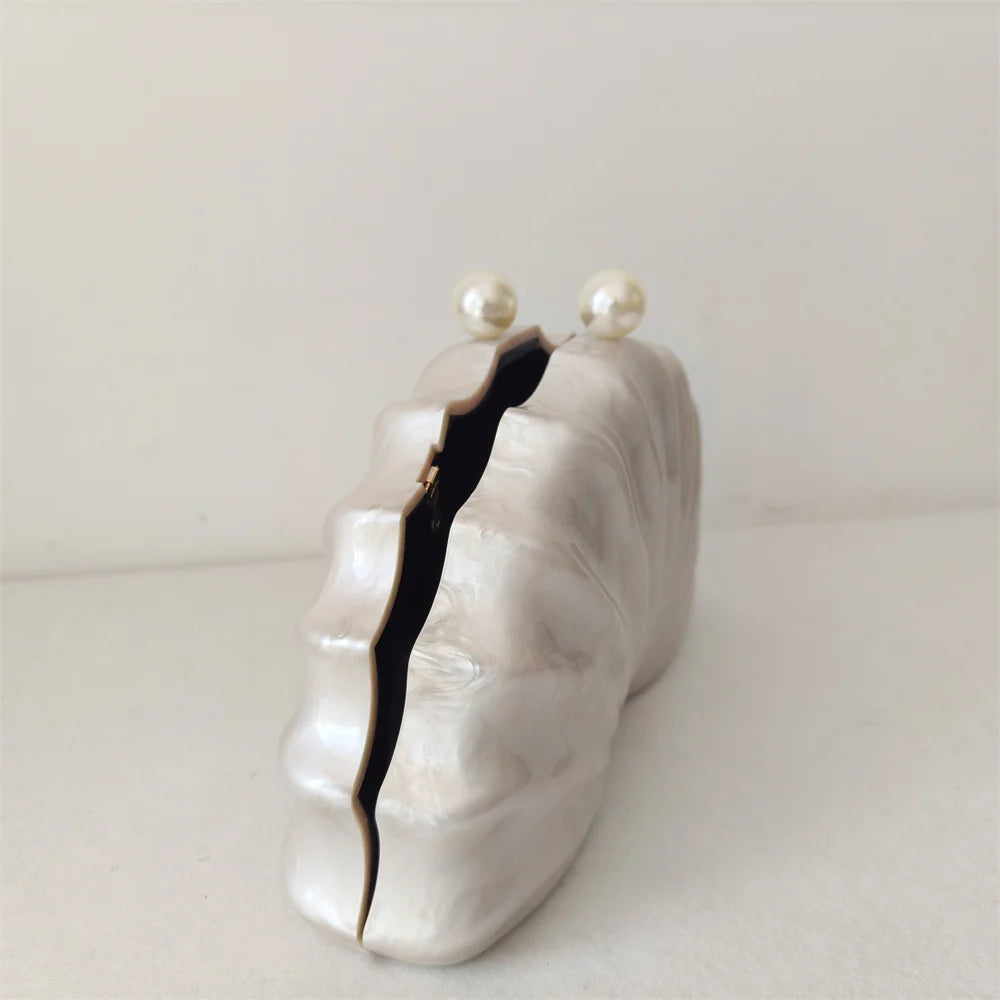 Original concha metade do quarto acrílico frisado saco caixa embreagens festa noite bolsa feminina ombro viagem praia mini bolsas de verão