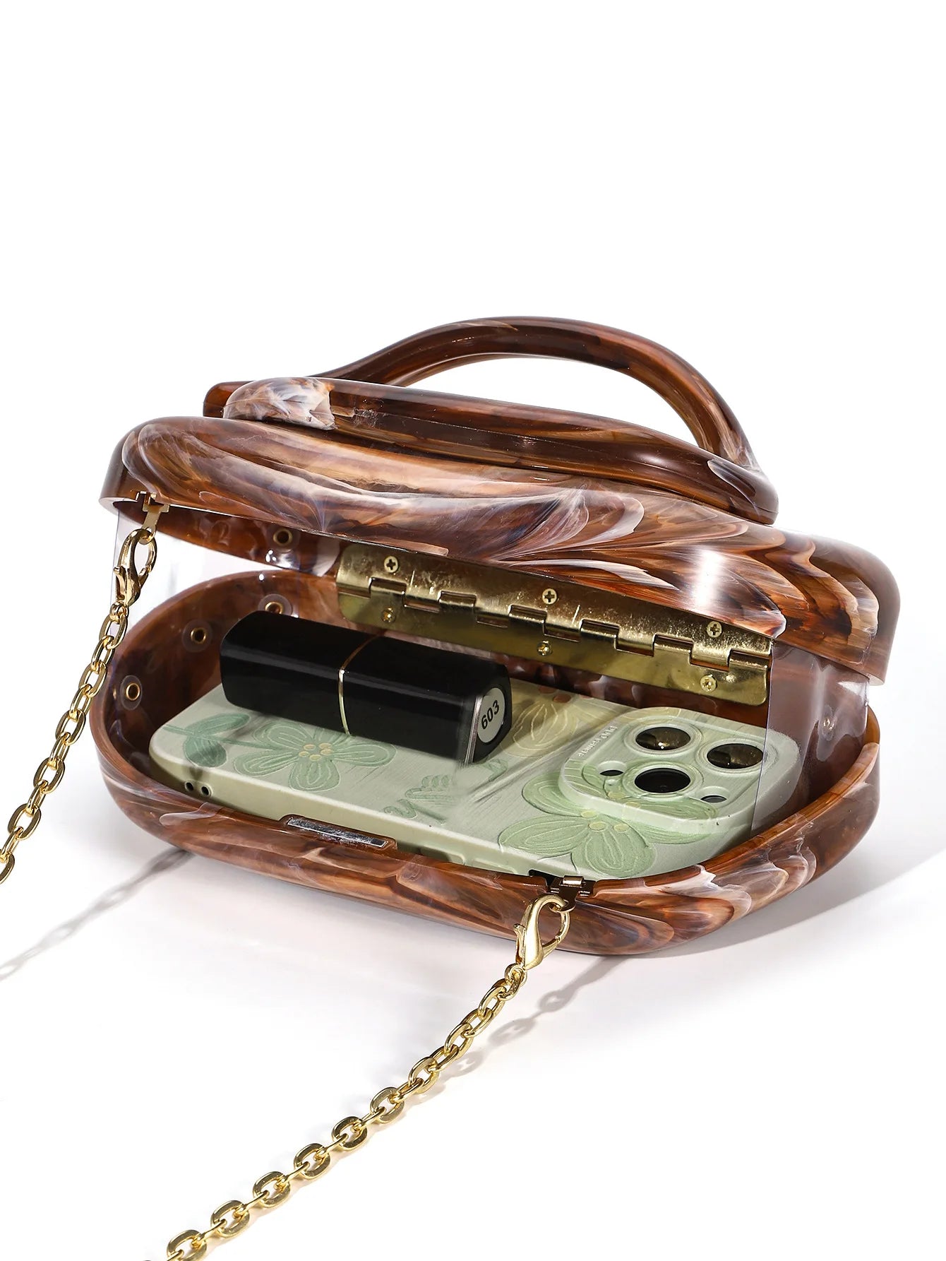 Bolsa de mão com caixa acrílica para mulheres, noite, casamento, baile, banquete, coquetel, bolsa de ombro crossbody