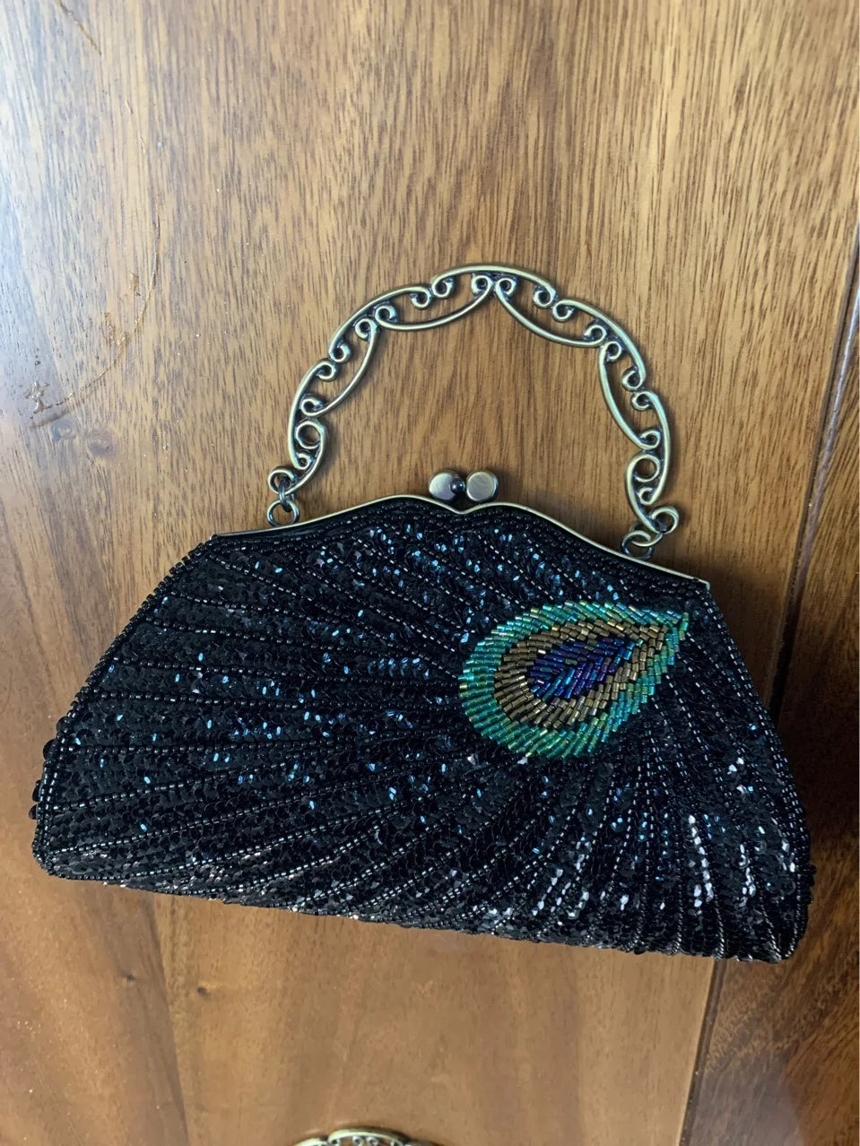 Bolsa retrô crossbody com miçangas brilhantes, para noite, cheongsam, bolsa de nuvem de poliéster macio, formato de zíper, fivela, fechamento, combinação diária