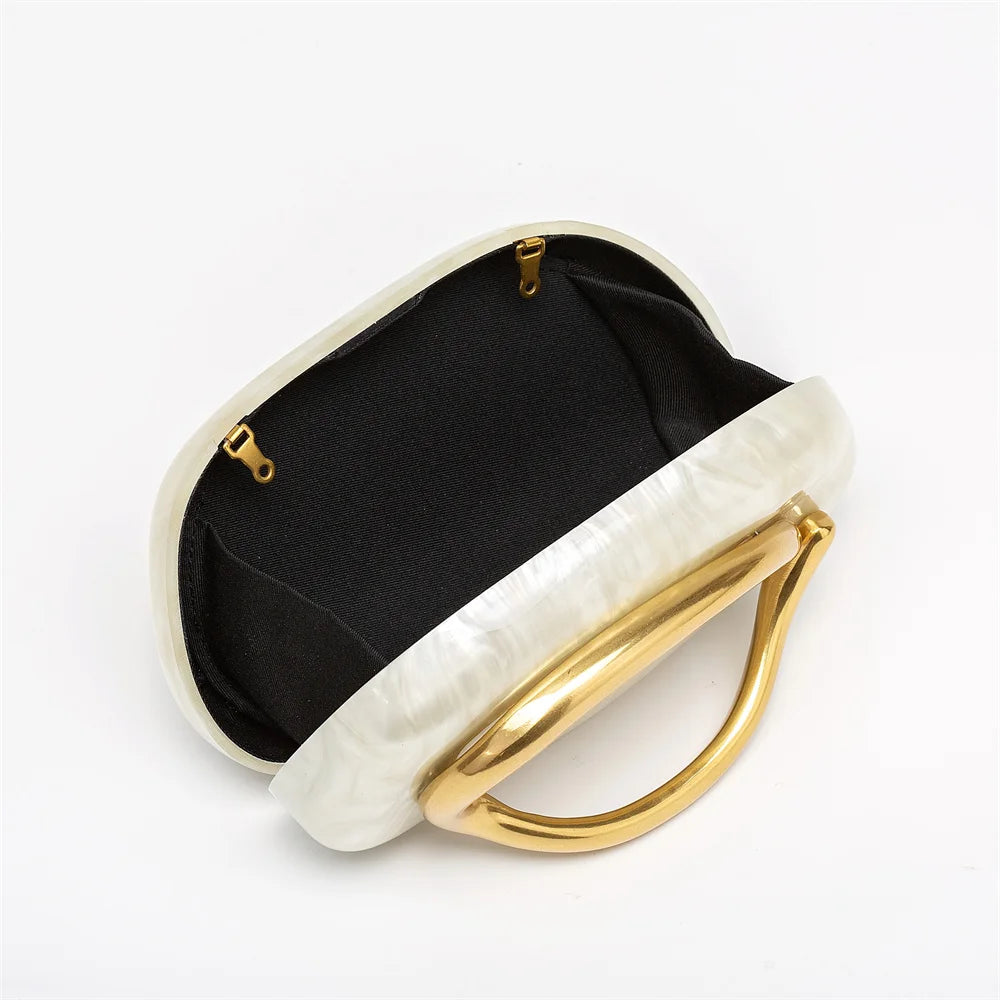 Mulheres grande bronze metal nome acrílico caixa embreagem sacos de noite nupcial bolsas e bolsas praia presente luxo designer bolsa