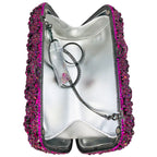 Boutique de fgg brilhante magenta strass bolsas de embreagem para mulheres elegantes, sacos de embreagem de noite formais, bolsa de embreagem de flor de noiva