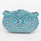 Bolsa de mão de noite em formato de coruja, multicolorida, grande, strass, bolsa de festa feminina, bolsa de baile, mini minaudiere