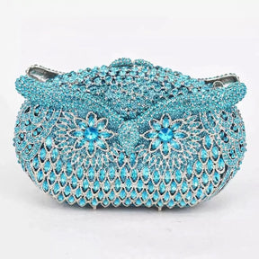Bolsa de mão de noite em formato de coruja, multicolorida, grande, strass, bolsa de festa feminina, bolsa de baile, mini minaudiere