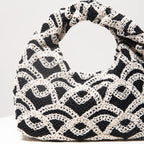 Bolsa de tecido oco com padrão, bolsas de praia boêmia para mulheres, conjunto de crochê, acessórios de praia femininos, Trav Must Haves (padrão aleatório)