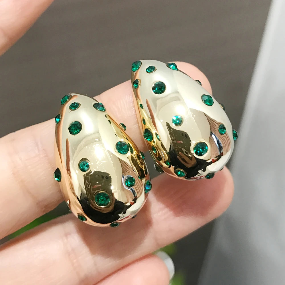 Brinco em forma de lágrima à prova d'água, contas embutidas, 18k, pvd, banhado a ouro, aço inoxidável, brincos de gota elegantes para mulheres