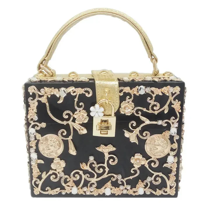 Bolsa de ombro feminina delicada de flor, bolsa de mão luxuosa de acrílico com bolsas transversais da moda, para mulheres