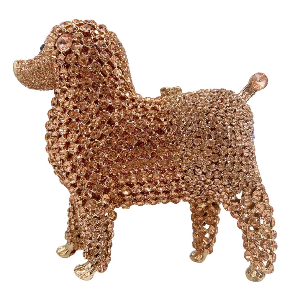 Bolsa de mão com animal incrustado de diamantes, bolsa de noite cheia de diamantes, bolsa feminina, vestido de baile, material de liga, combinação diária