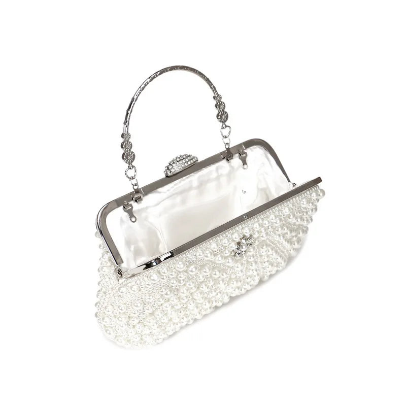Beading mulheres sacos de noite bordado concha flor diamantes baile embreagem com alça pérola bolsas