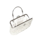 Beading mulheres sacos de noite bordado concha flor diamantes baile embreagem com alça pérola bolsas