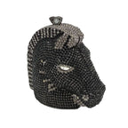 Boutique de fgg cabeça de cavalo dourado feminino cristal noite bolsa e bolsa festa casamento minaudiere animal strass saco embreagem