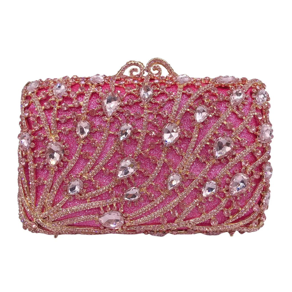 Corrente quadrada horizontal cheia de diamantes bolsa de embreagem algas diamante jantar saco banquete bolsa feminina