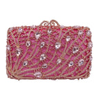 Corrente quadrada horizontal cheia de diamantes bolsa de embreagem algas diamante jantar saco banquete bolsa feminina