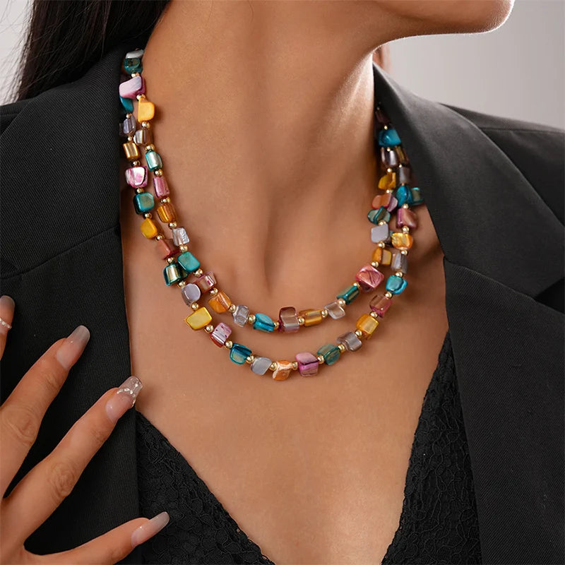 Irregular exagerar colorido colar feminino tendência moda jóias delicado geometria acessórios presentes de festa elegante rg456