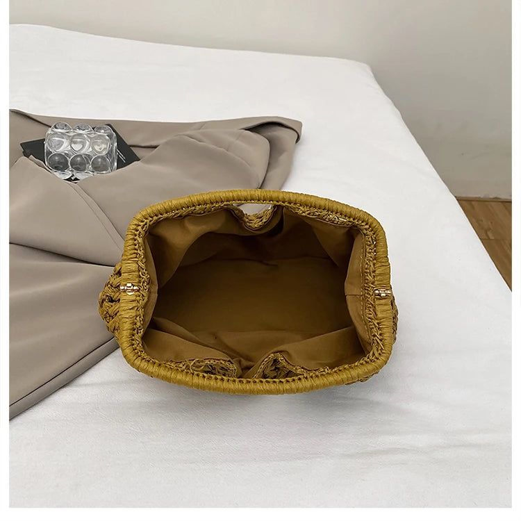 Novo verão saco de praia para as mulheres saco de embreagem luxo designer sacos de palha tote bolsa moda tecido rattan sacos feminino bolsa de viagem