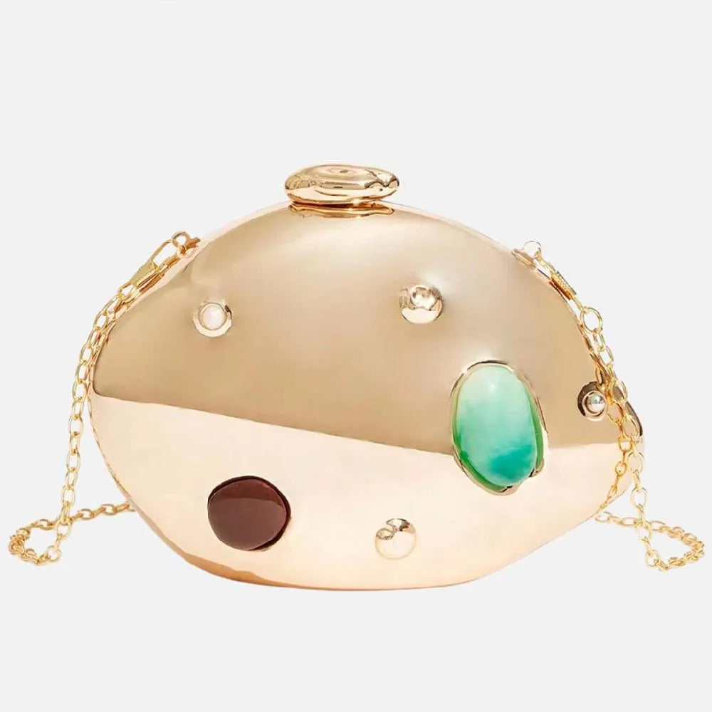 Estilo europeu e americano na moda forma irregular saco de embreagem luz luxo metálico caixa ferro saco casamento bolsa banquete