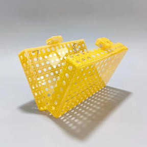 Bolsa de embreagem acrílica sólida Rattan branco para mulheres, bolsa de noite luxuosa, casual box, moda moda bolsas bolsa de festa, nova