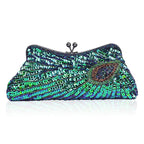 Moda fina pavão lantejoulas jantar sacos de noite para mulheres retro na moda champanhe azul corrente bolsa ombro crossbody festa bolsa