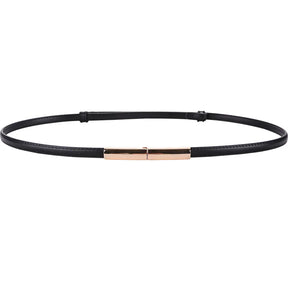 Novo cinto fino de luxo feminino moda doce cor couro genuíno fivela de ouro para vestido jeans decorativo senhora cintura