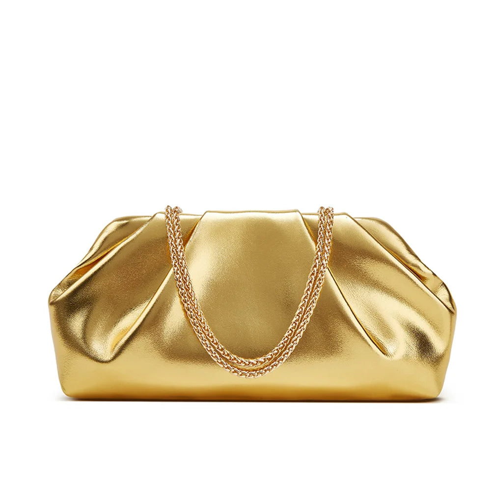 Bolsa de nuvem enrugada, nova bolsa quadrada pequena moderna e moderna feminina, bolsa crossbody de corrente versátil