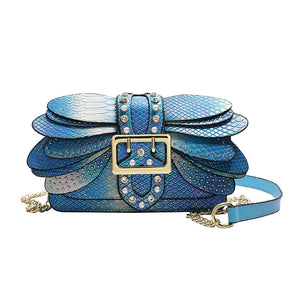 Pérola colorida rebitada saco gradiente libélula rebitada asas ombro sacola elegante noite embreagem para bolsas femininas