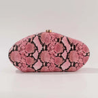 Festa à noite novo padrão de cobra embreagem moda bolsa forma especial crossbody saco couro do plutônio ombro carteiras feminino arco acrílico