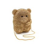 Urso de pelúcia dos desenhos animados strass saco vazio metal cristal jantar artesanal diamante bolsa feminina acessível glitter acolchoado crossbody