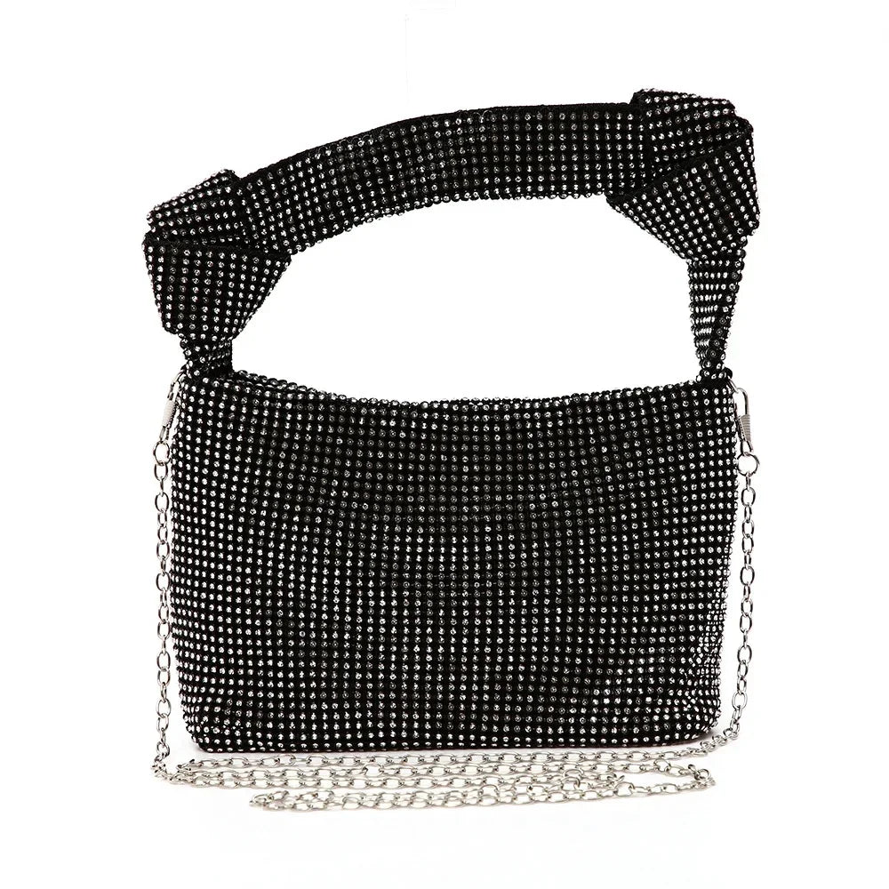 Bolsa de noite artesanal com broca completa, diamante de água, grande, king size, forro de poliéster macio, compartimento interno