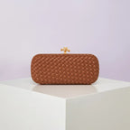 Bolsa Transversal B Home de PU Trançado, Bolsa de Ombro ande com Corrente, Estilo Europeu Moderno, Superfície ia, Cor Pura