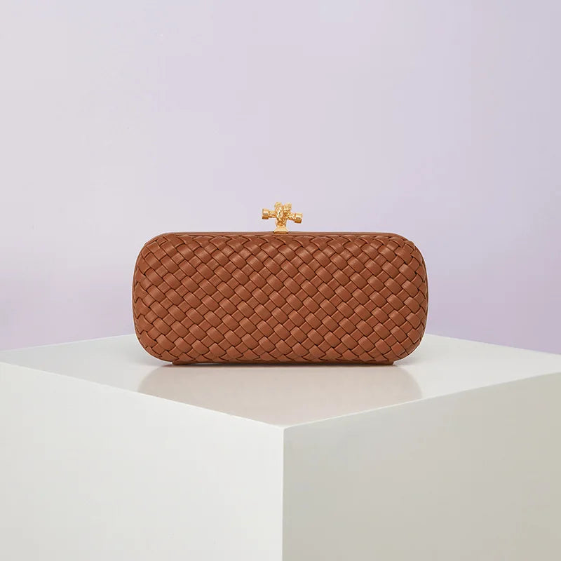 Bolsa Transversal B Home de PU Trançado, Bolsa de Ombro ande com Corrente, Estilo Europeu Moderno, Superfície ia, Cor Pura