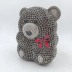 Urso de pelúcia dos desenhos animados strass saco vazio metal cristal jantar artesanal diamante bolsa feminina acessível glitter acolchoado crossbody