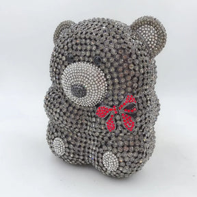 Urso de pelúcia dos desenhos animados strass saco vazio metal cristal jantar artesanal diamante bolsa feminina acessível glitter acolchoado crossbody