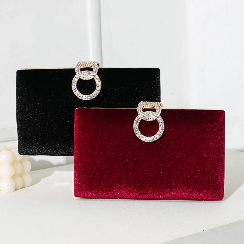Luxo veludo saco de embreagem designer jantar vestido festa casamento banquete saco brilhante strass corrente bolsas elegante saco noite