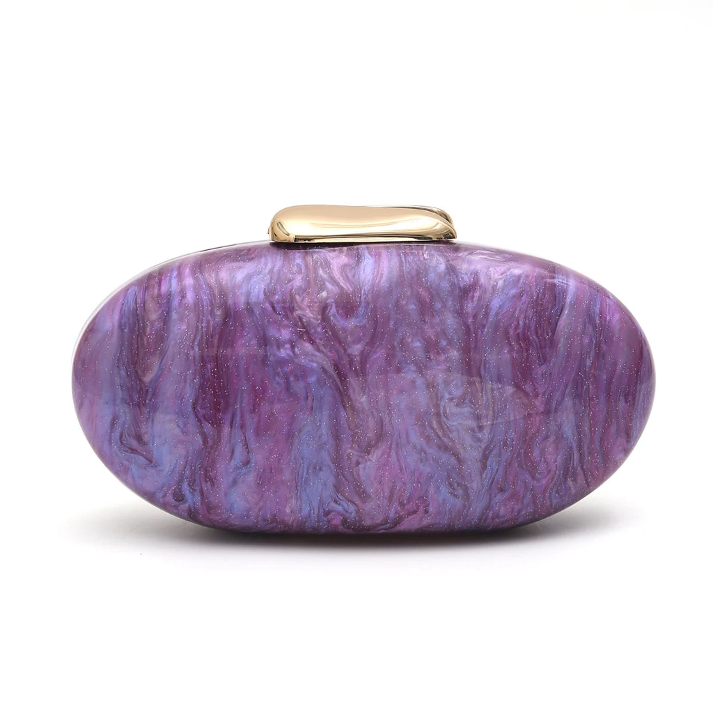 Sc marca de luxo elegante acrílico ímã fechamento embreagem bolsa em forma oval se encaixa celular design chique noiva bolsa casamento festa