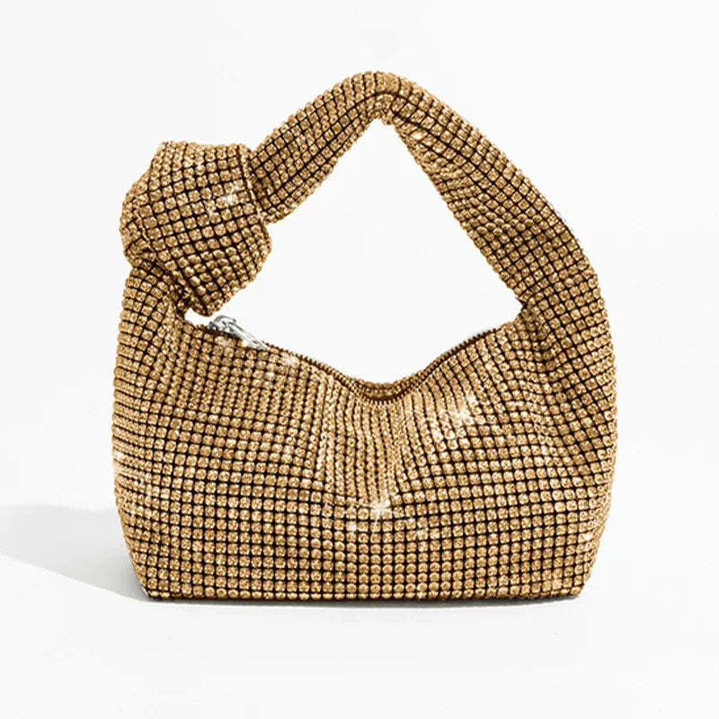Alça strass nó sacos de noite prata cristal alça superior saco para mulheres bolsas e bolsas luxo designer bolsa tote