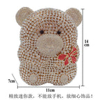 Urso de pelúcia dos desenhos animados strass saco vazio metal cristal jantar artesanal diamante bolsa feminina acessível glitter acolchoado crossbody