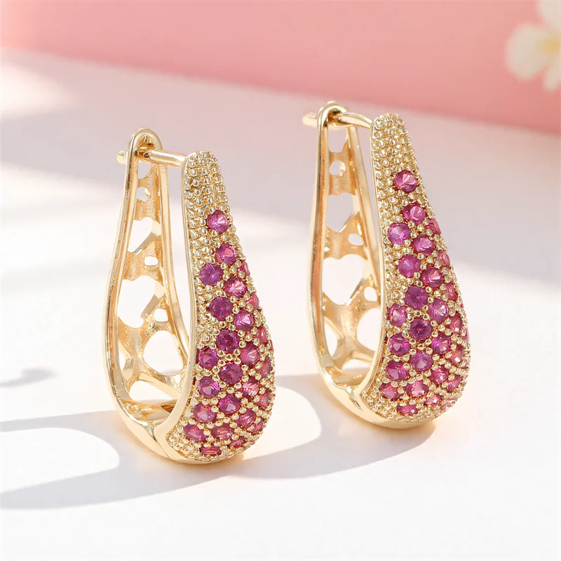 Brincos de argola redondos de cristal verde para mulheres, vintage, cor dourada, arco-íris, zircônia, fivela de orelha, joias de casamento, presente de dia das mães