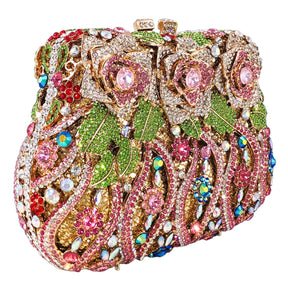 Boutique de fgg elegante feminino flor bolsas de noite cristal bolsa embreagem formal festa casamento nupcial strass bolsa embreagem