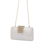 Bolsa de noite acrílica brilhante com trava de diamante, bolsa crossbody, forro de poliéster versátil, bolso para celular incluído