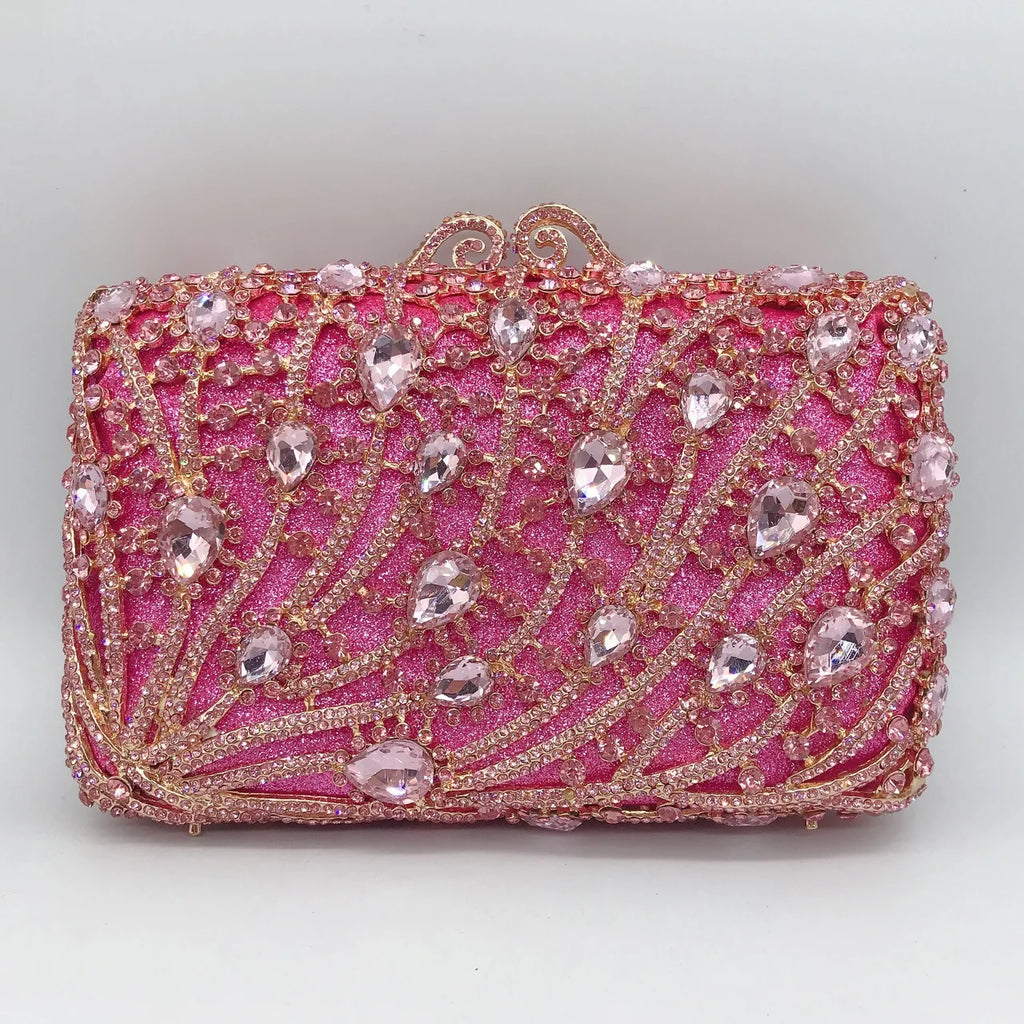 Corrente quadrada horizontal cheia de diamantes bolsa de embreagem algas diamante jantar saco banquete bolsa feminina