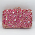 Corrente quadrada horizontal cheia de diamantes bolsa de embreagem algas diamante jantar saco banquete bolsa feminina