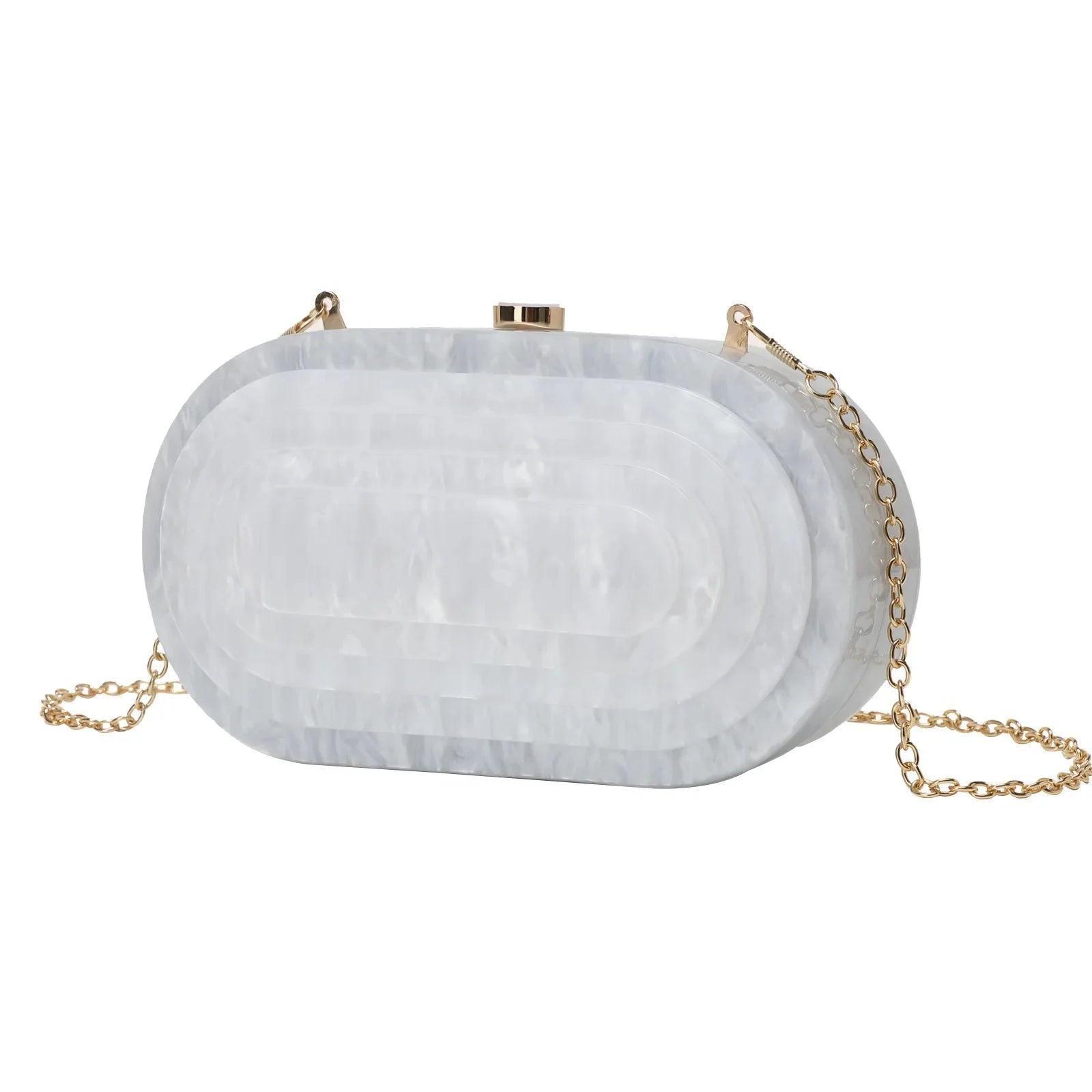 Moda acrílico bolsa de noite feminina vintage em forma de concha mármore ombro corrente saco cross-border na moda vestido de baile saco