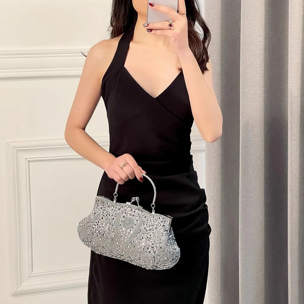 Bolsa de design de lantejoulas para mulheres, grande capacidade, portátil, frisada, bolsa de casamento, acessórios de moda