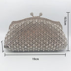 Embreagem formal de strass prateado para mulheres, bolsa elegante para banquete, festa de casamento, bolsa de cristal, bolsa nupcial luxuosa diamante
