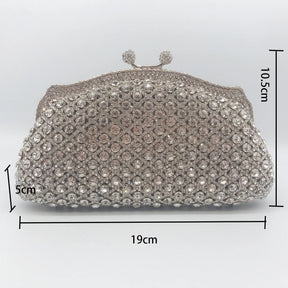 Embreagem formal de strass prateado para mulheres, bolsa elegante para banquete, festa de casamento, bolsa de cristal, bolsa nupcial luxuosa diamante