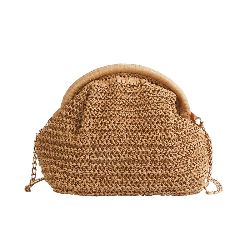 LEFTSIDE Weave Pequenas Bolsas de Ombro de Palha para Mulheres 2025 Novo Verão Bolsa Crossbody Femininas Tecer ​ Bolsas de praia de ráfia