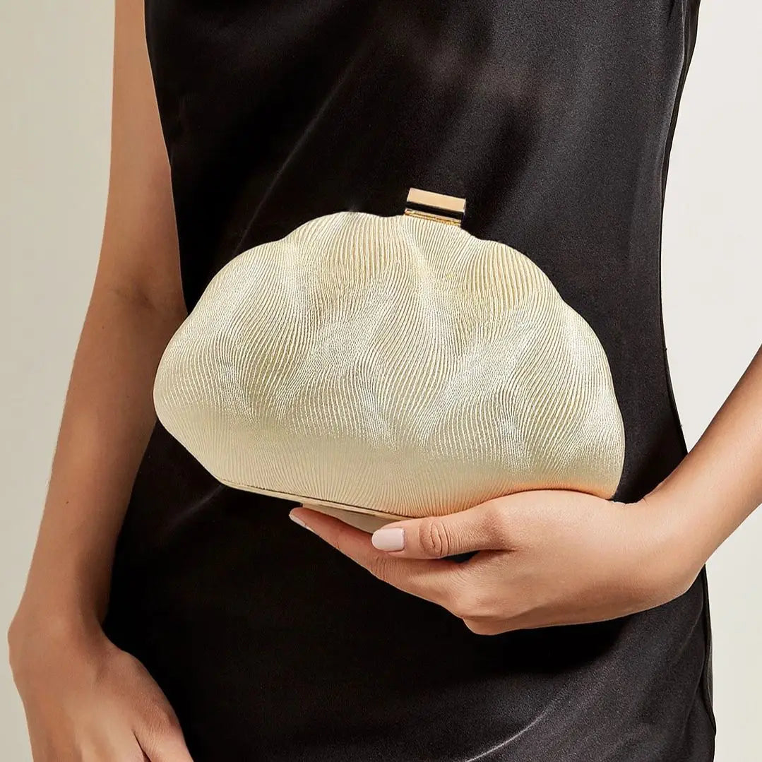 Moda pu senhora feminina sacos de noite design concha metal glitter glamourosa festa pequena caixa bolsas vestido ombro corrente saco embreagem